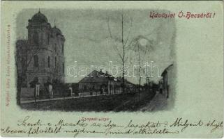 1900 Óbecse, Stari Becej; Szegedi utca, zsinagóga. Lövy Lajos kiadása / street view, synagogue (EK)