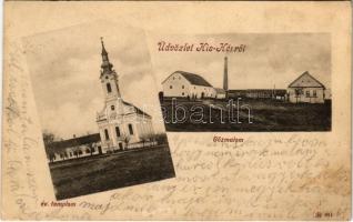 1911 Kiskér, Backo Dobro Polje; Evangélikus templom, Gőzmalom / Lutheran church, steam mill (Rb)