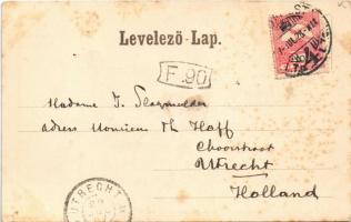 1907 Budapest VIII. Múzeum körút, villamos. Humoros montázs autóval, kerékpárossal és fényképész bal...