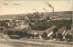1913 Budapest XXI. Csepel, Lőszergyár, villamos. Frankovitsch Antal kiadása