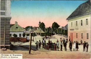 1914 Korenica (Plitvicka Jezera), Fő utca, templom / street view, church (EB)