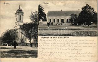 1915 Újszalánkamén, Novi Slankamen; Crkva, Skola / Templom, Iskola / church, school + Kommando der k.u.k. Kriegsbrückenequipage 83 (fl)