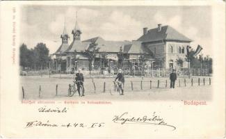 1900 Budapest X. Népligeti sörcsarnok, Heinczel Mihály Nagy sörcsarnoka és vendéglője, kerékpárosok, Divald Károly 139. (EK)