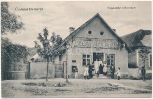 Piszke (Lábatlan), Piszke és Vidéke értékesítő és fogyasztási szövetkezet üzlete, "Mauthner magvak a legjobbak" tábla, reklám