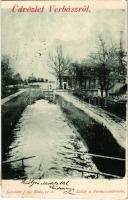 1901 Újverbász, Verbász, Novi Vrbas; zsilip a Ferenc-csatornán. Schröder kiadása / canal, flood gate, sluice (vágott / cut)