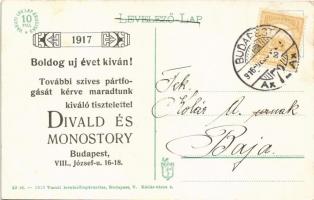 1916 Nyíregyháza, talyigás, lovaskocsi. Hátoldalon Divald és Monostory reklám és újévi üdvözlet 1917...