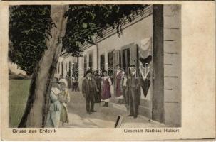 1927 Erdővég, Erdewik, Erdevik; Geschäft Mathias Hubert / Hubert Mátyás üzlete / shop of Hubert (fl)