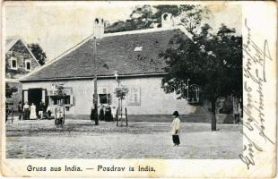 1903 India, Indija; M. kir. posta (?) / post office + ZIMONY - BUDAPEST 36 SZ. vasúti mozgóposta bélyegző (fl)