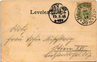 1903 India, Indija; M. kir. posta (?) / post office + "ZIMONY - BUDAPEST 36 SZ." vasúti mo...