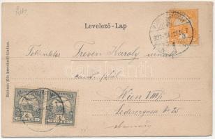 1903 Marosvásárhely, Targu Mures; Főtér, zsinagóga. Szecessziós keret címerrel, Holbach Ede kiadása ...