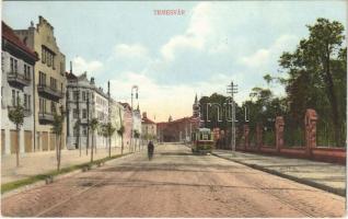 1914 Temesvár, Timisoara; utca, villamos. MÁV levelezőlapárusítás 78-1914. / street, tram