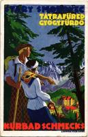 1937 Ótátrafüred, Altschmecks, Stary Smokovec Magas-Tátra, Vysoké Tatry); Tátrafüred-gyógyfürdő, turisztikai reklámlap / Kurbad Schmecks / touristic advertisement s: Lechner Marianne  (EK)