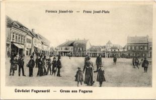 Fogaras, Fagaras; ferenc József tér, üzletek. Nehrer A. kiadása / square, shops