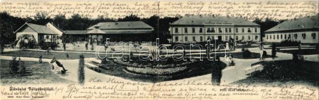 1904 Félixfürdő, Baile Felix; Helyfi László kiadása, Kinyitható panorámalap / spa, folding panoramacard