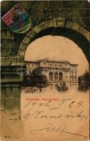 1902 Temesvár, Timisoara; városi színház. Szecessziós litho keret címerrel / theatre. Art Nouveau litho frame with coat of arms