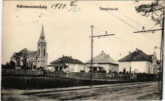 1920 Budapest XVI. Rákosszentmihály, Templom tér, villamospálya (képeslapfüzetből / from postcard booklet)