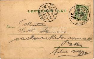 1905 Nagymarton, Mattersdorf, Mattersburg; Fő tér, vasúti híd, gőzmozdony / Hauptplatz, Eisenbahnbrü...