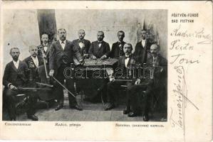 1900 Pöstyén-fürdő, Kúpele Piestany. Bad Pistyan; cigányzenekar, Radics a prímás, cimbalom / National Zigeuner Kapelle / Gypy music band (EK)