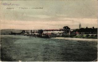 1918 Galgóc, Frasták, Hlohovec; Vág folyó és úszó vízi hajómalmok. Bródy Simon kiadása / Váh river and floating boatmills (watermills) (EK)