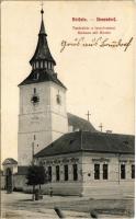 Botfalu, Bod, Brenndorf; Tanácsház és templom. Konrad Schnabl 487. / town hall and church (EK)