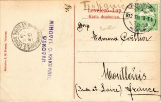 1913 Vukovár, Vukovar; utca, Szálloda az oroszlánhoz, bejárat a kertbe. L.H. Freund / Hotel zum Löwe...