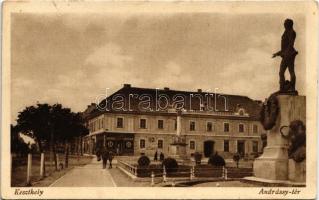 1929 Keszthely, Andrássy tér, gyógyszertár, M. kir. posta és távírda hivatal (fl)