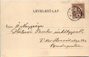 1900 Monor, Kossuth tér, templomok, Vitéz János, Heradek István üzlete és saját kiadás