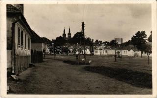 1942 Pétervására, Község részlet, utca, templom. Garami Györgyné kiadása