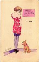 Brevets DAvril / gently erotic art postcard. Fantasies Parisiennes Aquarelles Série No. 89. A. Noyer s: Xavier Sager (EK)