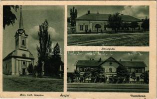 1944 Szajol, Római katolikus templom, Községháza, Vasútállomás (EB)