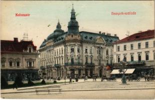 1908 Kolozsvár, Cluj; New York szálloda, Schuster Emil, Tauffer Dezső, Burger Frigyes üzlete, dohánytőzsde / hotel, shops
