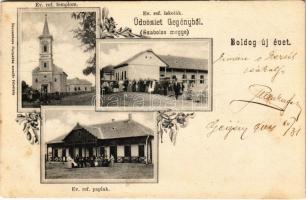 1904 Gégény (Szabolcs megye), Református templom, iskolák és paplak. Bornemissza Barnabás amatőr felvétele. Art Nouveau, floral