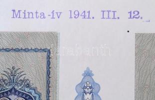 1941. 20P 8db-os, előlapon csak fázisnyomat, vágatlan MINTA ÍV, bélyegzett "1941. III. 12.&quot...