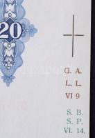 1941. 20P 8db-os, előlapon csak fázisnyomat, vágatlan MINTA ÍV, bélyegzett "1941. III. 12.&quot...