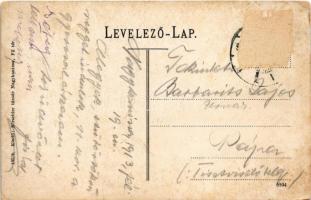 1913 Nagykanizsa, Deák Ferenc tér, templom, üzletek, Weiser J. reklámja, Korona szálloda (Rb)