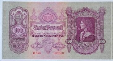 1930. 100P 8db-os vágatlan MINTA ÍV, "1943. III. 17." dátummal, látható illesztőkerettel. ...