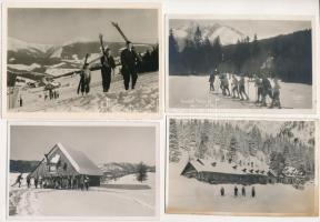 17 db főleg RÉGI motívum képeslap: téli sport, síelők (főleg Tátra) / 17 mostly pre-1945 motive postcards: winter sport, skiing (mostly Tatry)