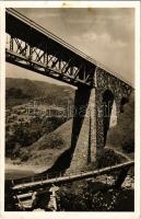 1942 Tiszaborkút, Kvaszi, Kvasy; A Fekete Tisza hídja. Mosdóssy Endre felvétele / bridge + kétnyelvű bélyegző / bilingual cancellation