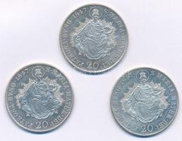 1847B 20kr Ag "V. Ferdinánd" (3x) T:2 
Hungary 1847B 20 Kreuzer Ag "Ferdinand V"...