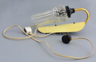 Retro fali lámpa üveg búrával, fém szerelékkel, zsinórral, kapcsolóval, működik, m: 28 cm