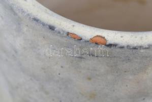 Gorka Lívia (1925-2011): Narancs-fekete váza, festett mázas kerámia, jelzett, hibátlan, m: 26 cm