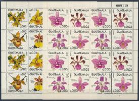 Orchideák 4 négyesblokkot tartalmazó 2 teljes hajtott ív, Orchids set in 2 sheets