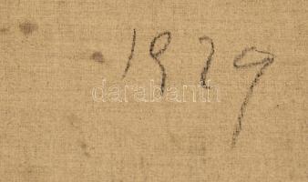 Czóbel Béla (1883-1976): Erdőrészlet házzal, 1929 körül. Olaj, vászon, jelzett. Hátoldalán 1929 feli...