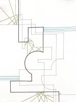Kun Sarolta (1990- ): Geometria. Tus-filc, papír, jelzett, felcsavarva, 40×30 cm