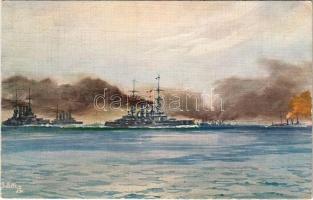 1913 SMS Hannover. Kaiserliche Marine / WWI German Navy, Deutschland-class pre-drednaought. Raphael Tuck & Sons Oilette serie, Kriegsschiffe No. 876. s: Hans Bohrdt