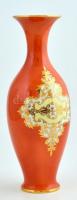 Bakos Éva arany mintával díszített porcelán váza, kézzel festett, jelzett, kis kopásnyomokkal, m: 33,5 cm