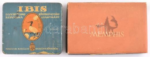 2 db régi cigarettás doboz: Ibis, Memphis, kopásokkal