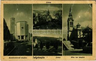 1944 Salgótarján, látkép, Szentferencrendi és római katolikus templom (EB)