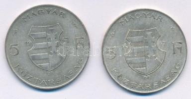 1947. 5Ft Ag "Kossuth" (2x) T:2,2- Adamo F8.1