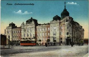 1919 Kassa, Kosice; Hadtestparancsnokság, villamos / K.u.K. army headquarters, tram